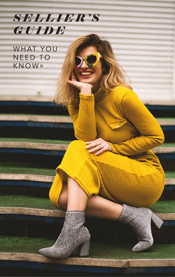 Woman in yellow dress for seller's guide